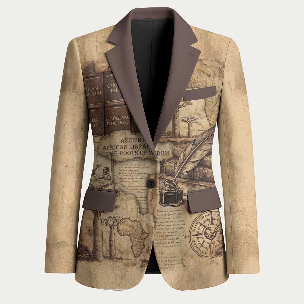 Ngugi wa Thiong O Blazer Vintage Map Ancient African Library - Decolonising the Mind - Wonder Print Shop