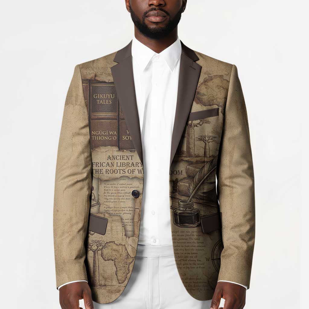 Ngugi wa Thiong O Blazer Vintage Map Ancient African Library - Decolonising the Mind - Wonder Print Shop