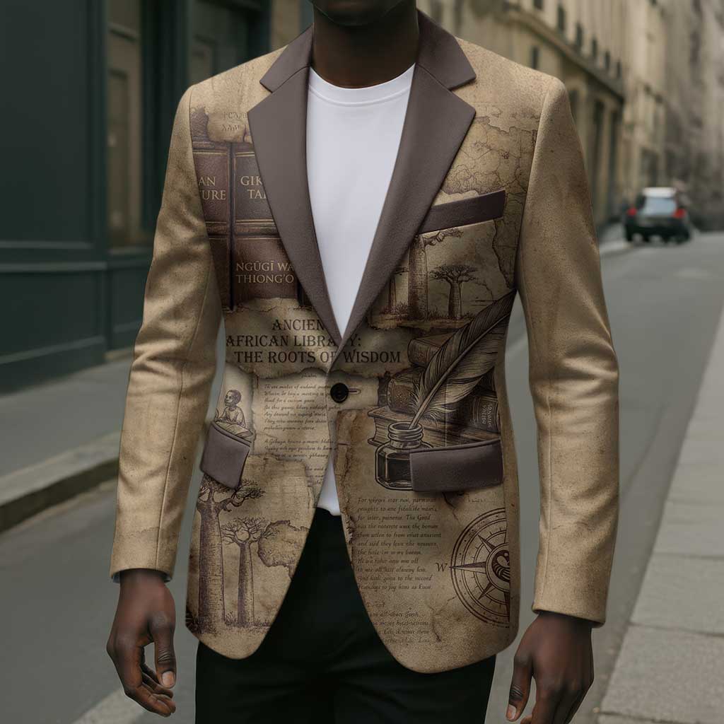 Ngugi wa Thiong O Blazer Vintage Map Ancient African Library - Decolonising the Mind - Wonder Print Shop