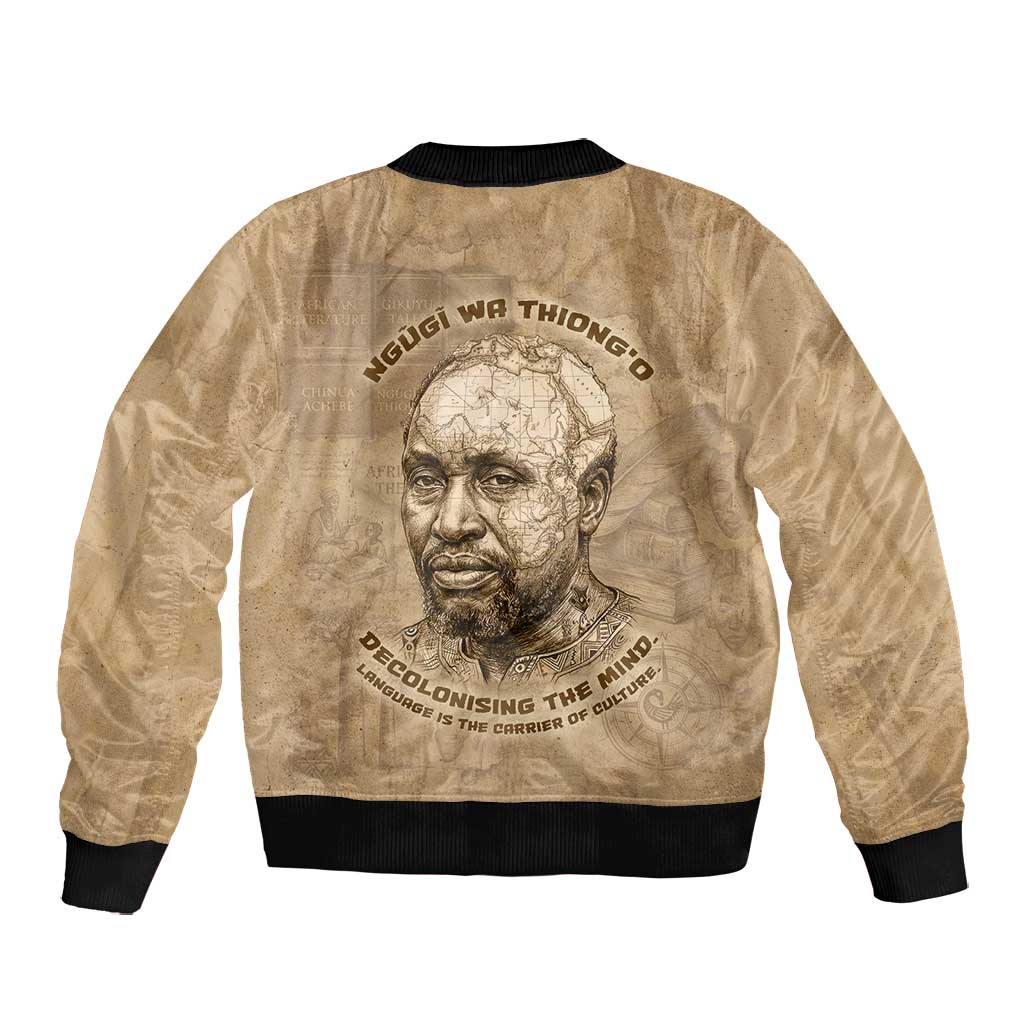 Ngugi wa Thiong O Bomber Jacket Vintage Map Ancient African Library - Decolonising the Mind - Wonder Print Shop