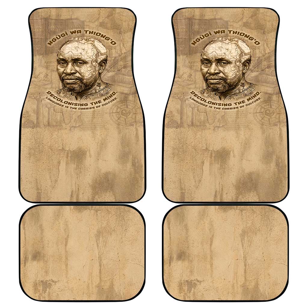 Ngugi wa Thiong O Car Mats Vintage Map Ancient African Library - Decolonising the Mind - Wonder Print Shop