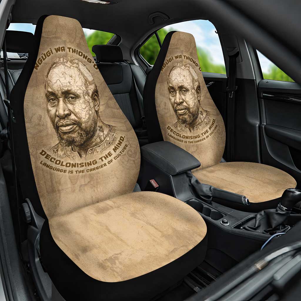 Ngugi wa Thiong O Car Seat Cover Vintage Map Ancient African Library - Decolonising the Mind - Wonder Print Shop