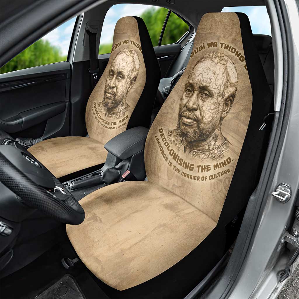 Ngugi wa Thiong O Car Seat Cover Vintage Map Ancient African Library - Decolonising the Mind - Wonder Print Shop