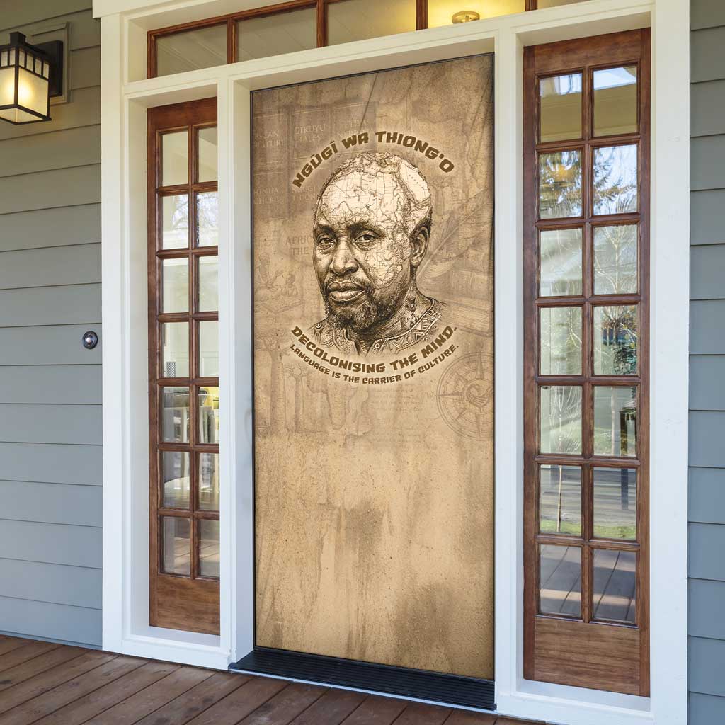 Ngugi wa Thiong O Door Cover Vintage Map Ancient African Library - Decolonising the Mind - Wonder Print Shop