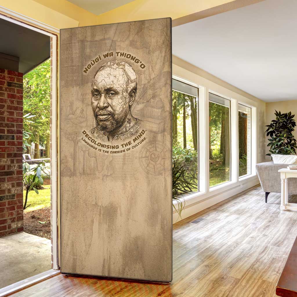 Ngugi wa Thiong O Door Cover Vintage Map Ancient African Library - Decolonising the Mind - Wonder Print Shop