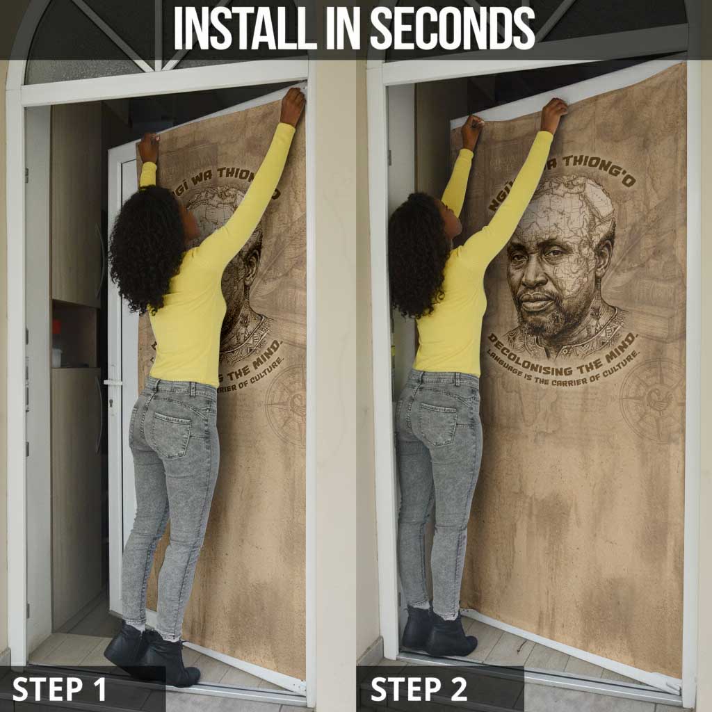 Ngugi wa Thiong O Door Cover Vintage Map Ancient African Library - Decolonising the Mind - Wonder Print Shop