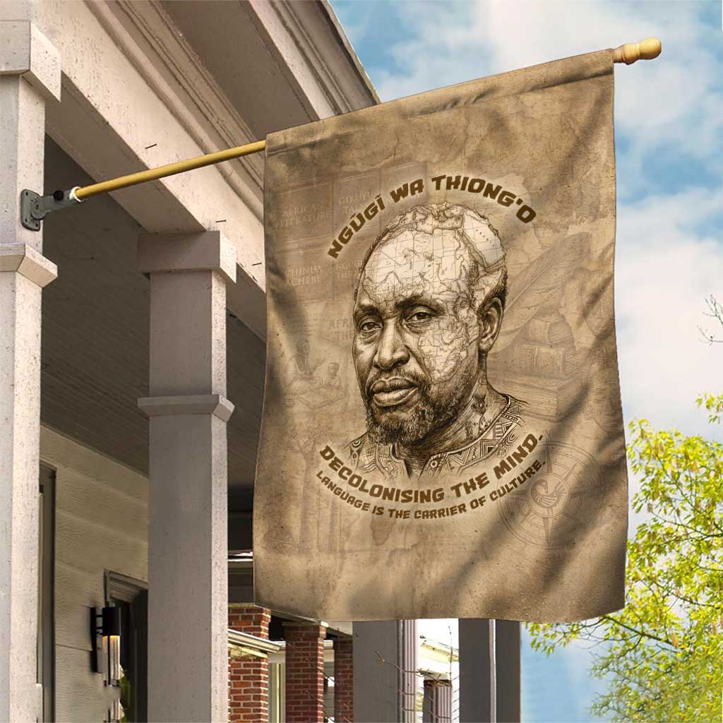 Ngugi wa Thiong O Garden Flag Vintage Map Ancient African Library - Decolonising the Mind - Wonder Print Shop