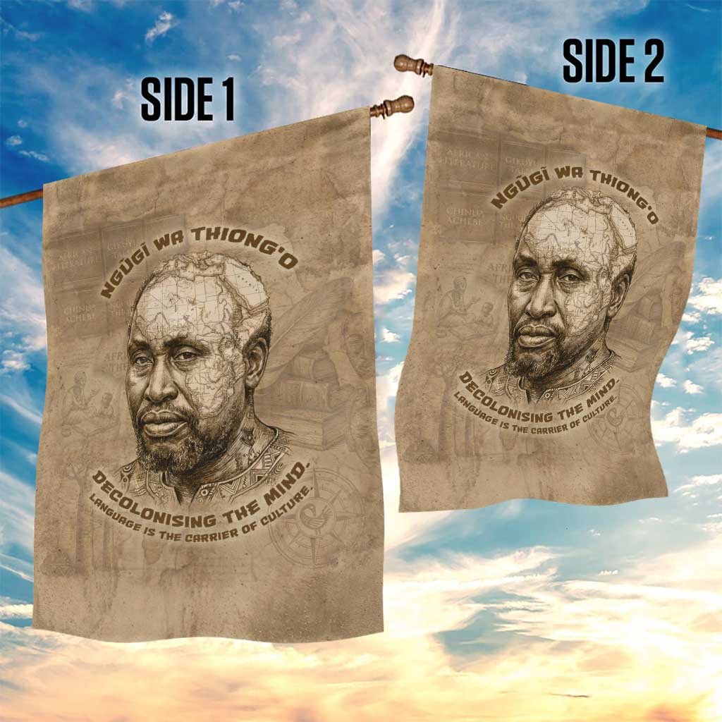 Ngugi wa Thiong O Garden Flag Vintage Map Ancient African Library - Decolonising the Mind - Wonder Print Shop
