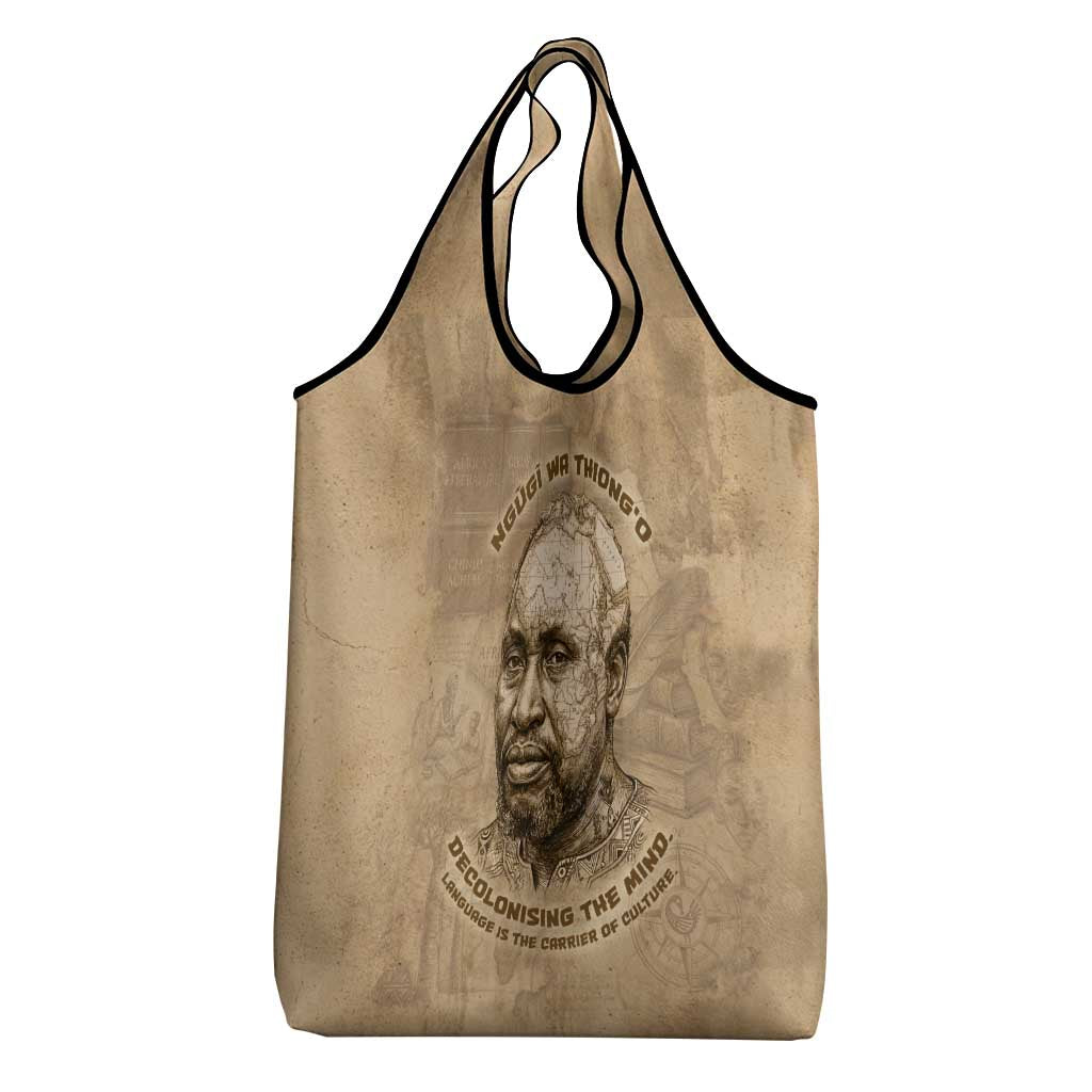 Ngugi wa Thiong O Grocery Bag Vintage Map Ancient African Library - Decolonising the Mind - Wonder Print Shop