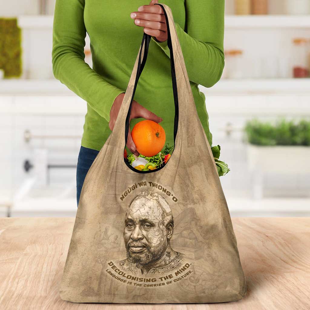Ngugi wa Thiong O Grocery Bag Vintage Map Ancient African Library - Decolonising the Mind - Wonder Print Shop
