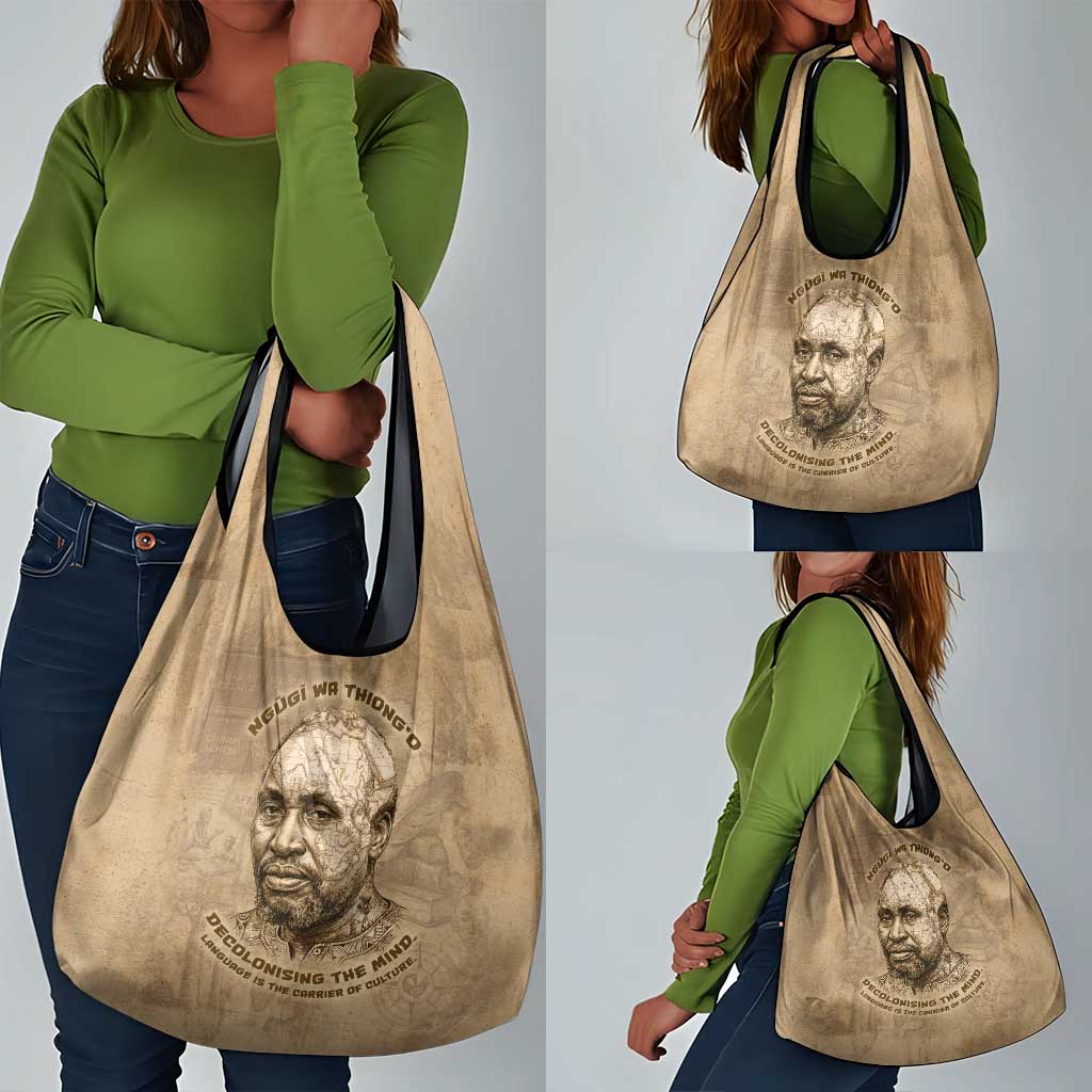 Ngugi wa Thiong O Grocery Bag Vintage Map Ancient African Library - Decolonising the Mind - Wonder Print Shop