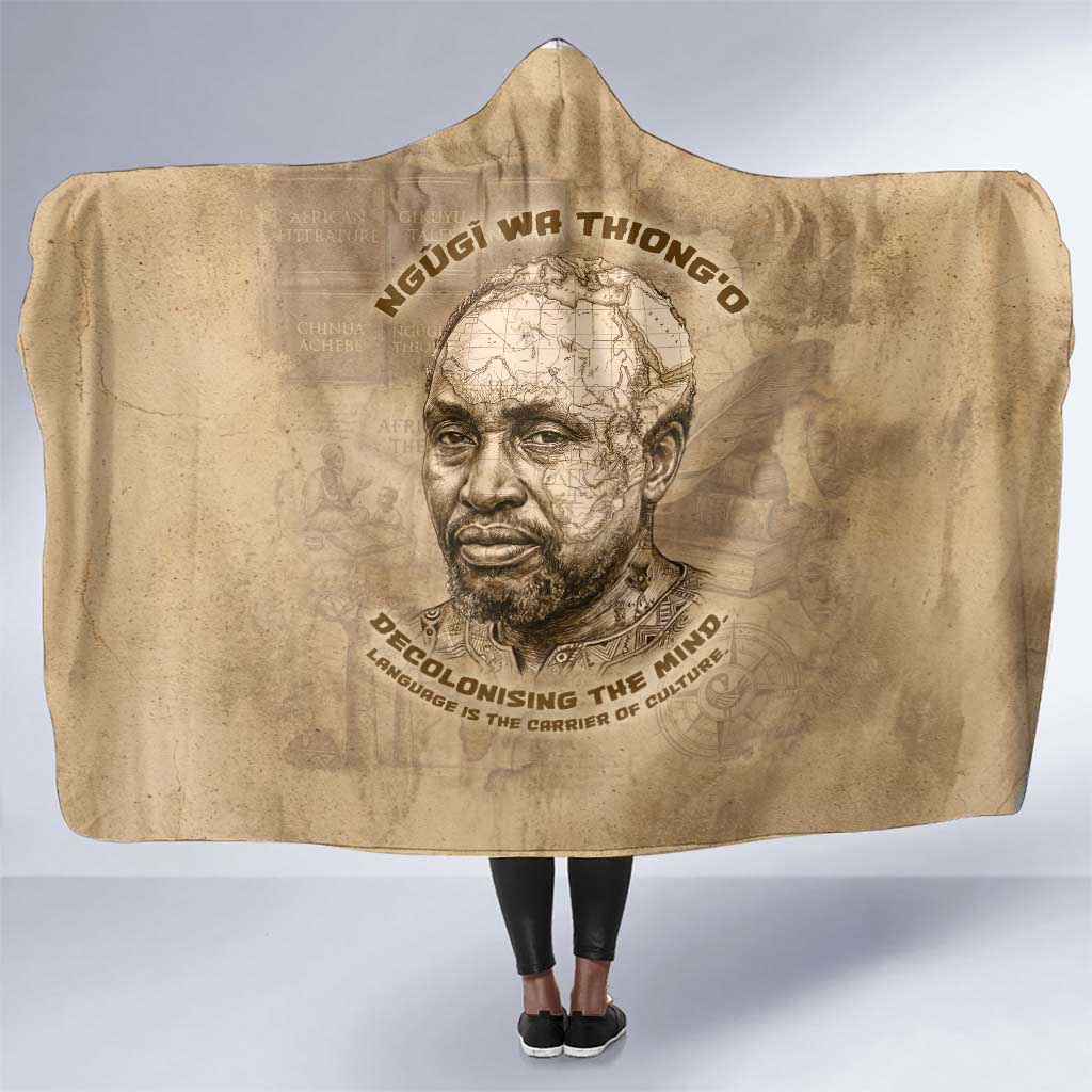 Ngugi wa Thiong O Hooded Blanket Vintage Map Ancient African Library - Decolonising the Mind - Wonder Print Shop