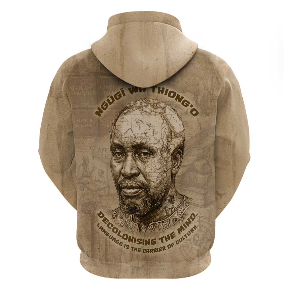 Ngugi wa Thiong O Hoodie Vintage Map Ancient African Library - Decolonising the Mind - Wonder Print Shop