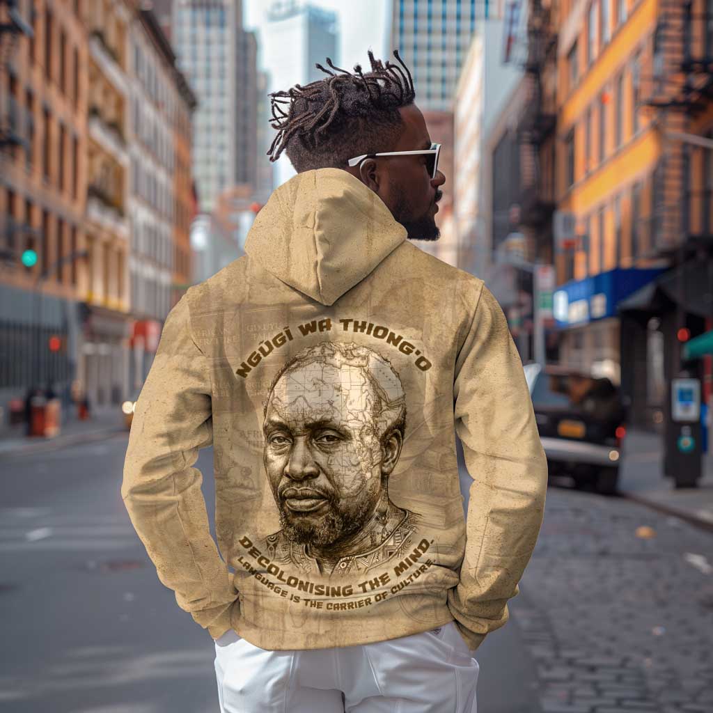 Ngugi wa Thiong O Hoodie Vintage Map Ancient African Library - Decolonising the Mind - Wonder Print Shop