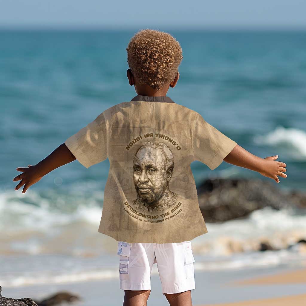 Ngugi wa Thiong O Kid Hawaiian Shirt Vintage Map Ancient African Library - Decolonising the Mind - Wonder Print Shop