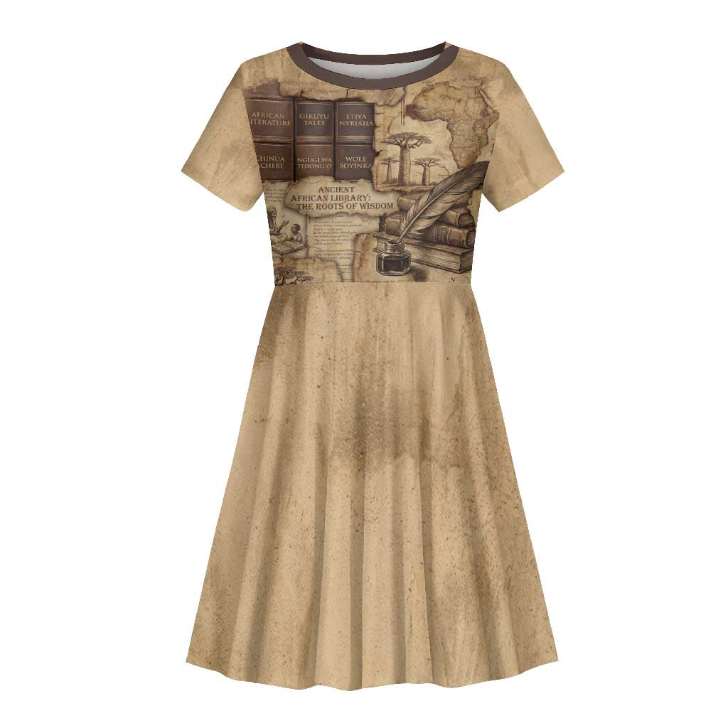 Ngugi wa Thiong O Kid Short Sleeve Dress Vintage Map Ancient African Library - Decolonising the Mind - Wonder Print Shop