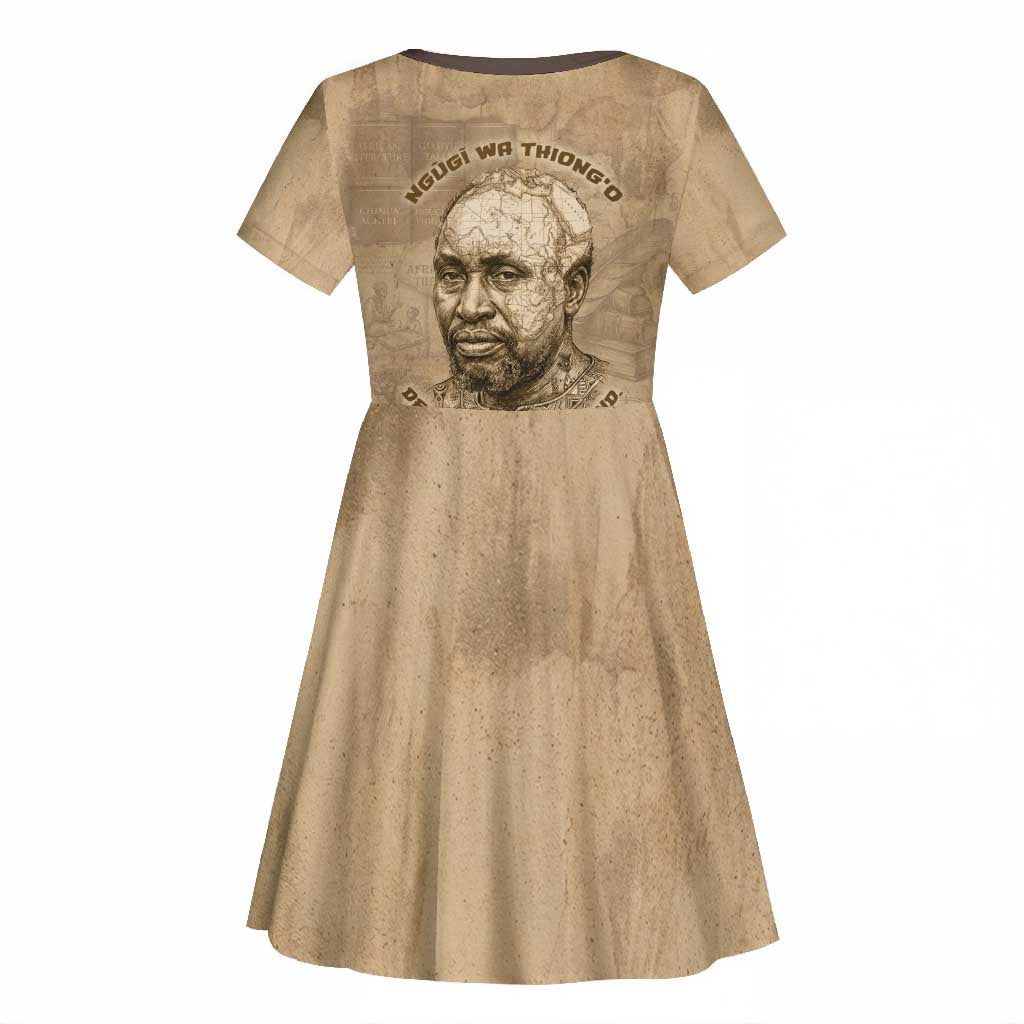 Ngugi wa Thiong O Kid Short Sleeve Dress Vintage Map Ancient African Library - Decolonising the Mind - Wonder Print Shop