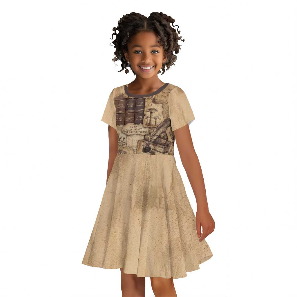 Ngugi wa Thiong O Kid Short Sleeve Dress Vintage Map Ancient African Library - Decolonising the Mind - Wonder Print Shop