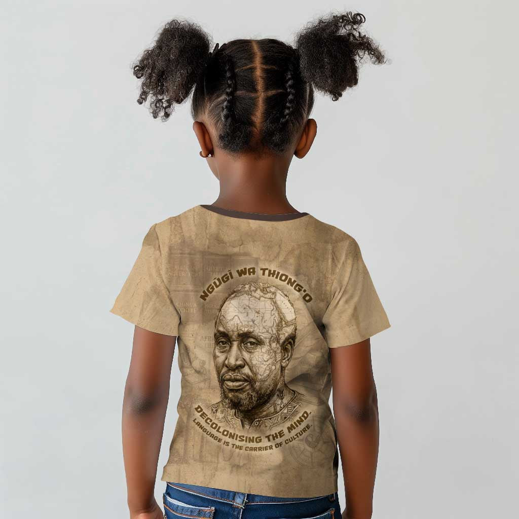 Ngugi wa Thiong O Kid T shirt Vintage Map Ancient African Library - Decolonising the Mind - Wonder Print Shop