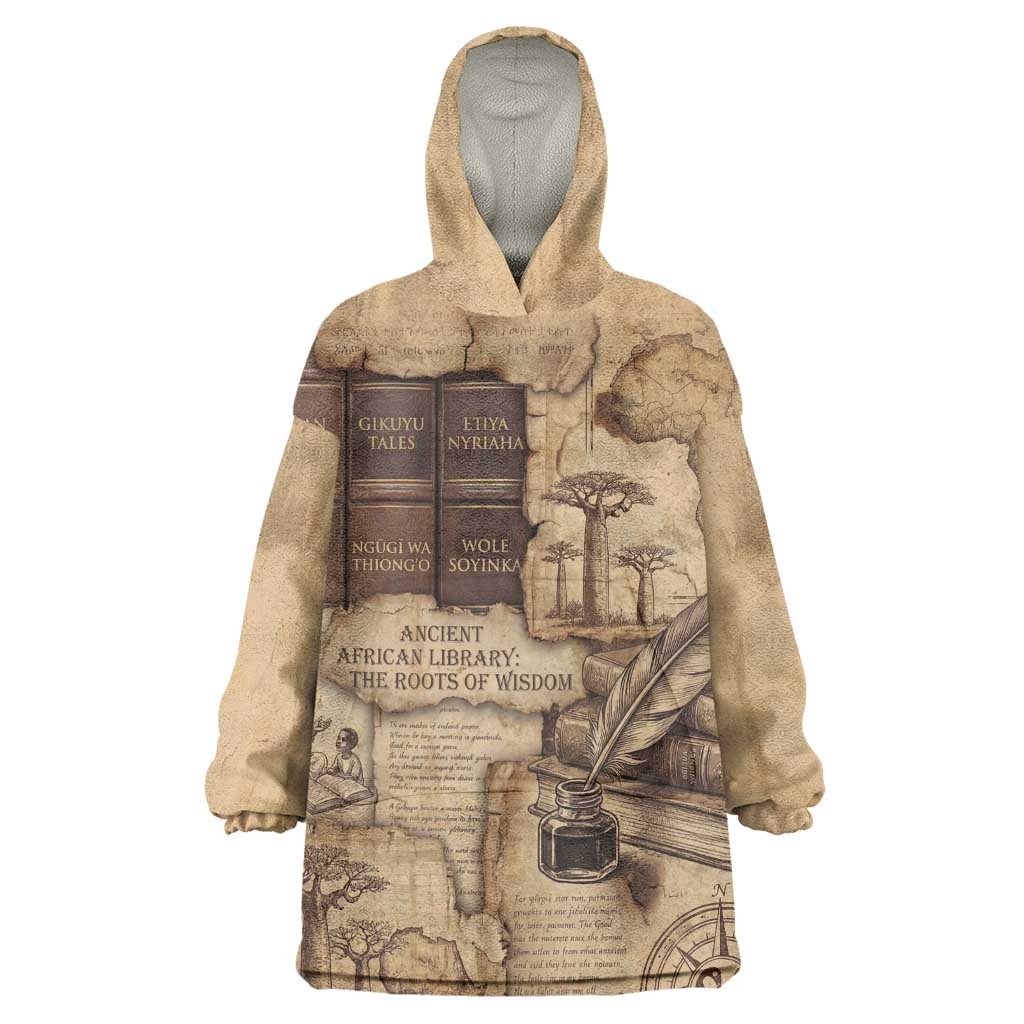 Ngugi wa Thiong O Kid Wearable Blanket Hoodie Vintage Map Ancient African Library - Decolonising the Mind - Wonder Print Shop