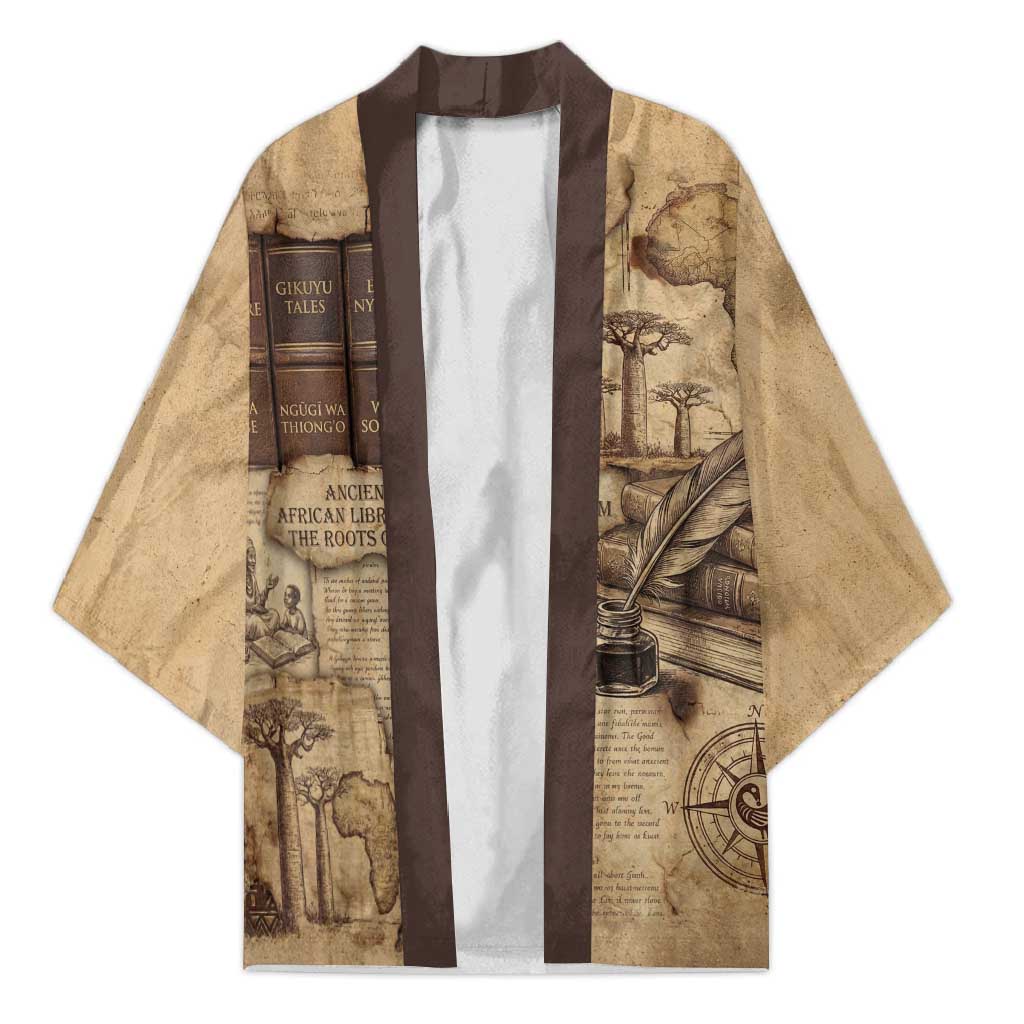 Ngugi wa Thiong O Kimono Vintage Map Ancient African Library - Decolonising the Mind - Wonder Print Shop