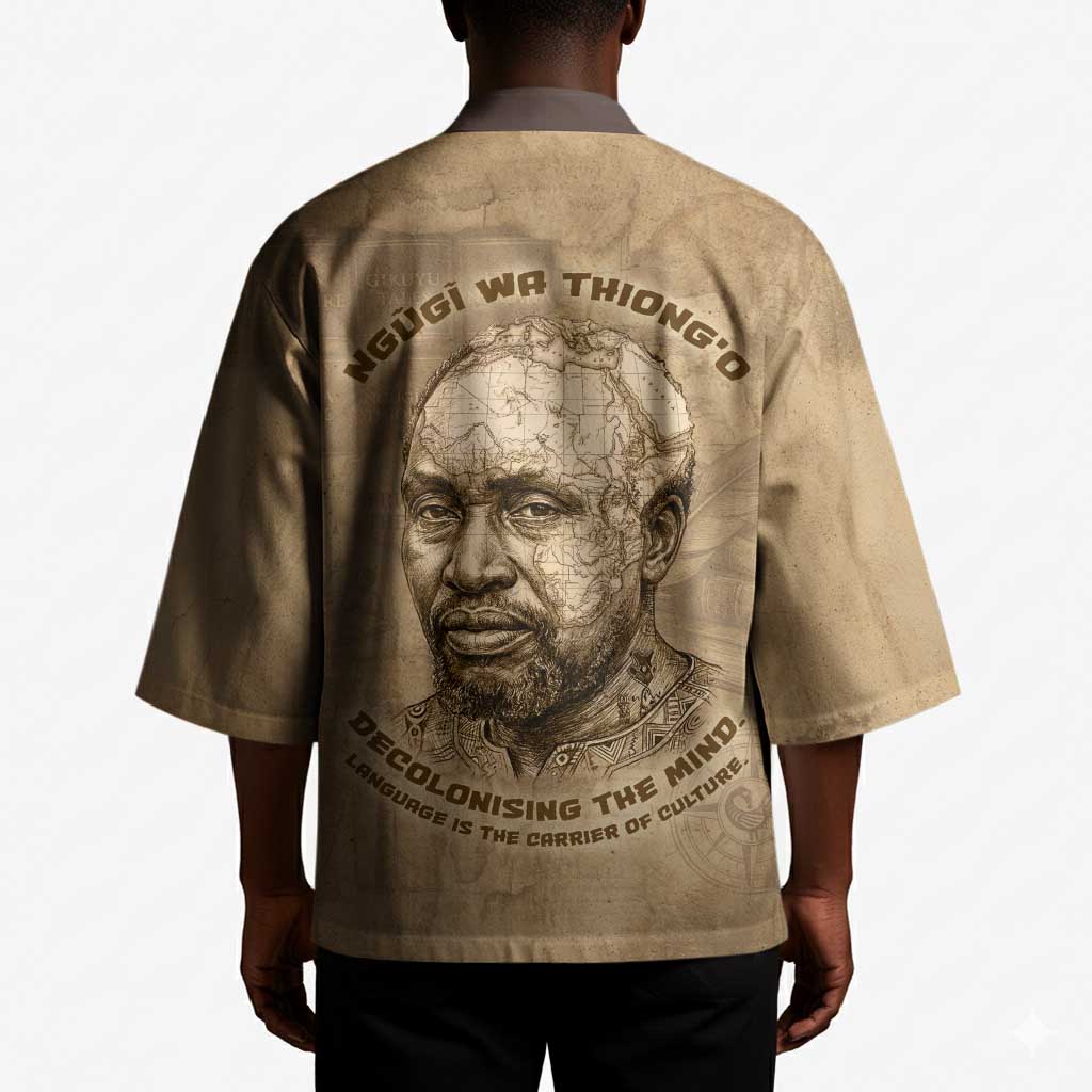 Ngugi wa Thiong O Kimono Vintage Map Ancient African Library - Decolonising the Mind - Wonder Print Shop