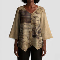 Ngugi wa Thiong O Kimono Sleeve Blouse Vintage Map Ancient African Library - Decolonising the Mind - Wonder Print Shop