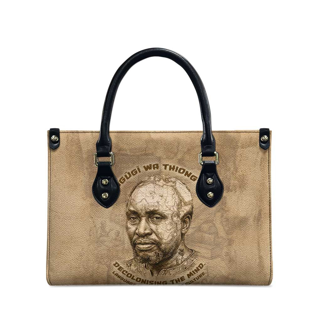 Ngugi wa Thiong O Leather Bag Vintage Map Ancient African Library - Decolonising the Mind - Wonder Print Shop