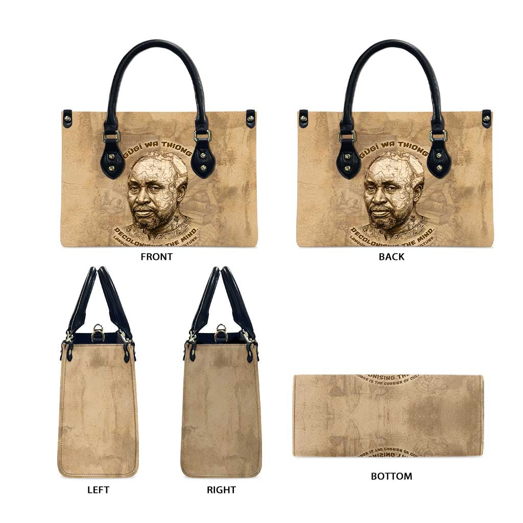 Ngugi wa Thiong O Leather Bag Vintage Map Ancient African Library - Decolonising the Mind - Wonder Print Shop