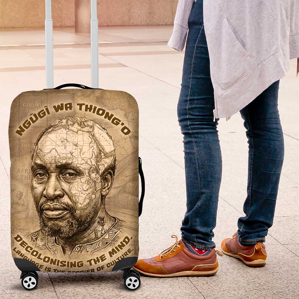 Ngugi wa Thiong O Luggage Cover Vintage Map Ancient African Library - Decolonising the Mind - Wonder Print Shop
