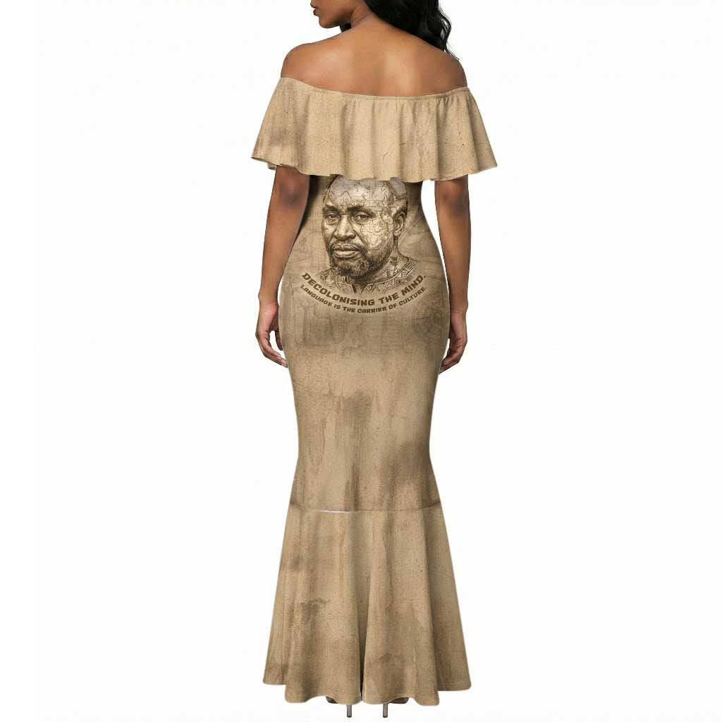 Ngugi wa Thiong O Mermaid Dress Vintage Map Ancient African Library - Decolonising the Mind - Wonder Print Shop