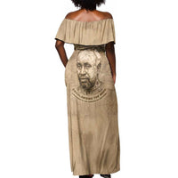 Ngugi wa Thiong O Off Shoulder Maxi Dress Vintage Map Ancient African Library - Decolonising the Mind - Wonder Print Shop