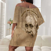 Ngugi wa Thiong O Off Shoulder Short Dress Vintage Map Ancient African Library - Decolonising the Mind - Wonder Print Shop