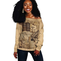 Ngugi wa Thiong O Off Shoulder Sweater Vintage Map Ancient African Library - Decolonising the Mind - Wonder Print Shop