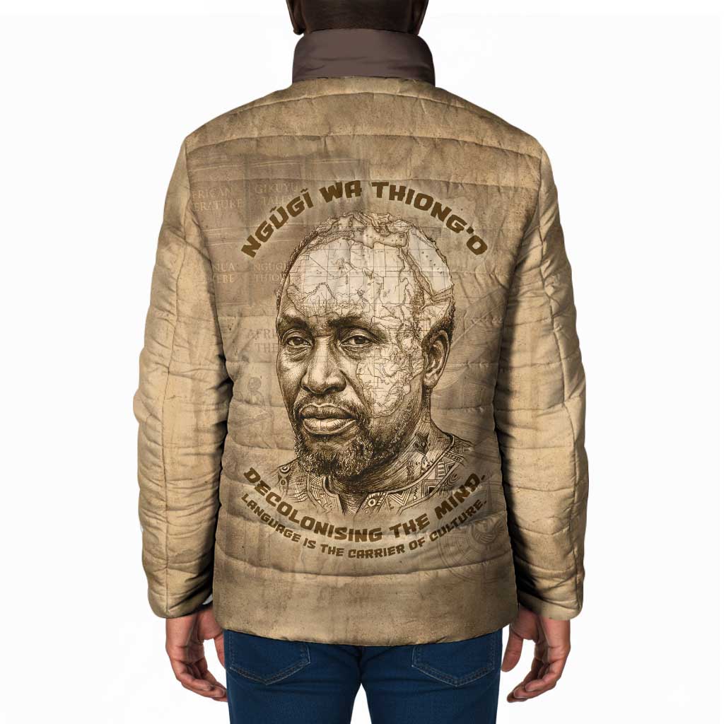 Ngugi wa Thiong O Padded Jacket Vintage Map Ancient African Library - Decolonising the Mind - Wonder Print Shop