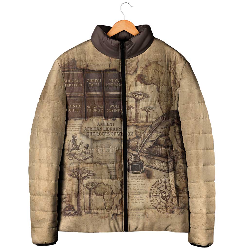 Ngugi wa Thiong O Padded Jacket Vintage Map Ancient African Library - Decolonising the Mind - Wonder Print Shop