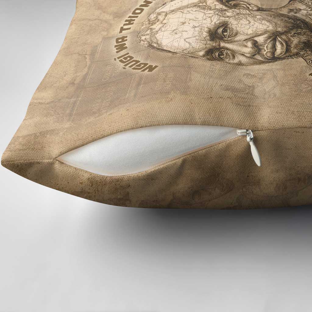 Ngugi wa Thiong O Pillow Cover Vintage Map Ancient African Library - Decolonising the Mind - Wonder Print Shop