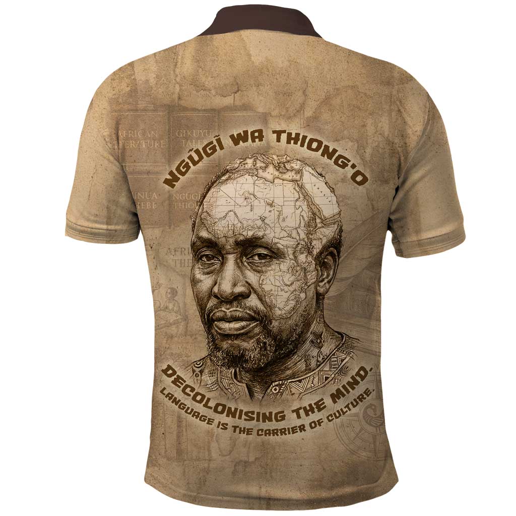 Ngugi wa Thiong O Polo Shirt Vintage Map Ancient African Library - Decolonising the Mind - Wonder Print Shop