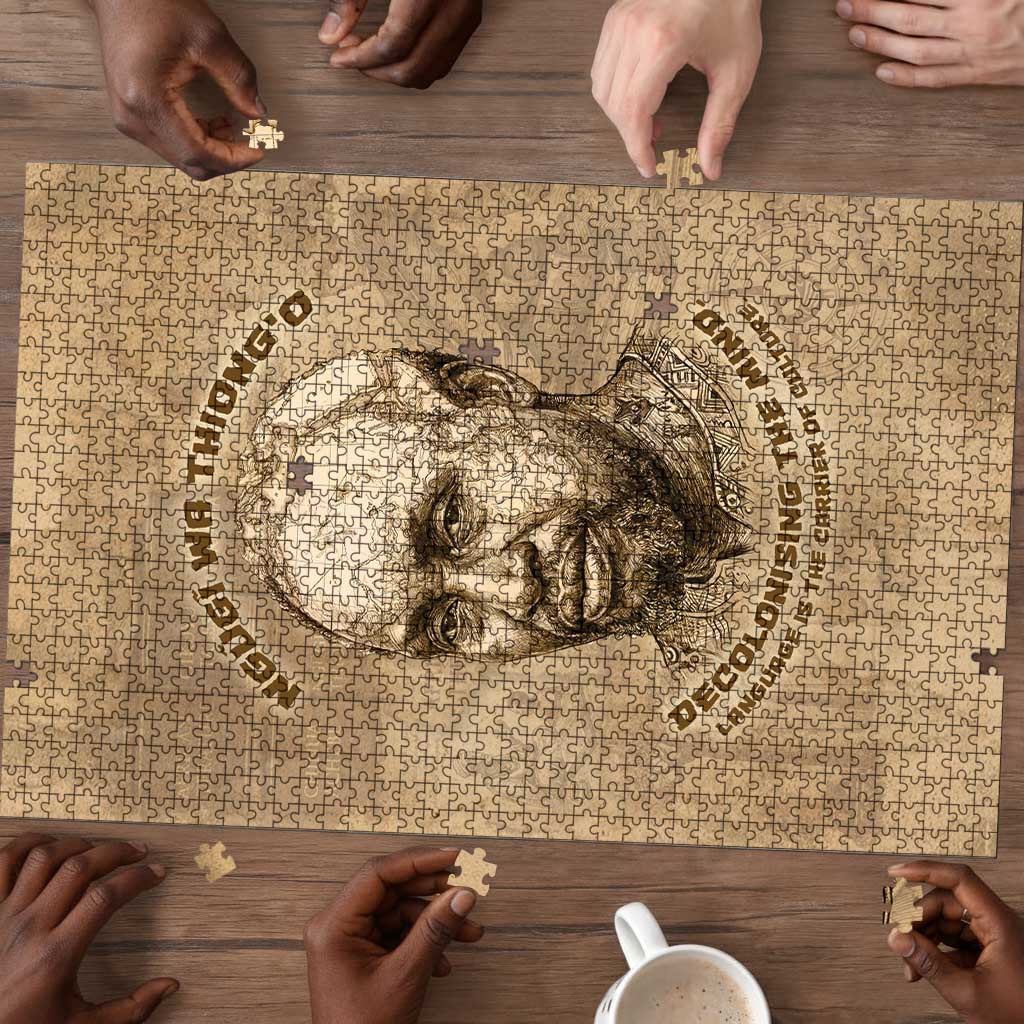 Ngugi wa Thiong O Puzzle Vintage Map Ancient African Library - Decolonising the Mind - Wonder Print Shop