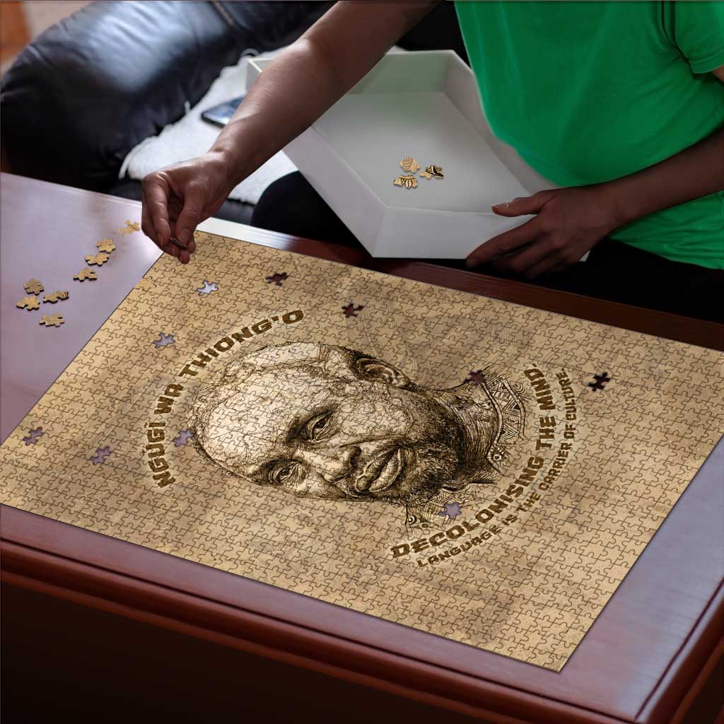 Ngugi wa Thiong O Puzzle Vintage Map Ancient African Library - Decolonising the Mind - Wonder Print Shop