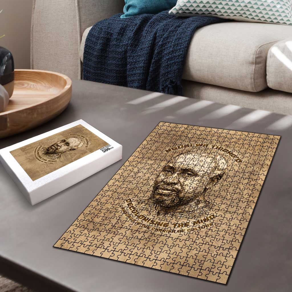 Ngugi wa Thiong O Puzzle Vintage Map Ancient African Library - Decolonising the Mind - Wonder Print Shop
