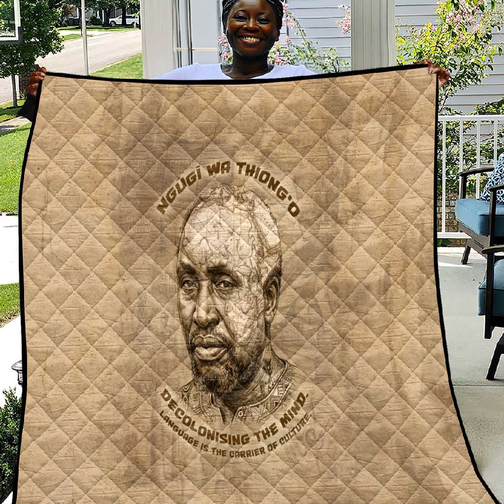 Ngugi wa Thiong O Quilt Vintage Map Ancient African Library - Decolonising the Mind - Wonder Print Shop