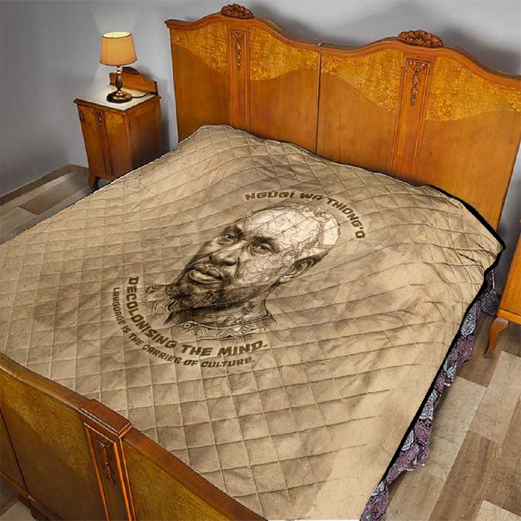 Ngugi wa Thiong O Quilt Vintage Map Ancient African Library - Decolonising the Mind - Wonder Print Shop