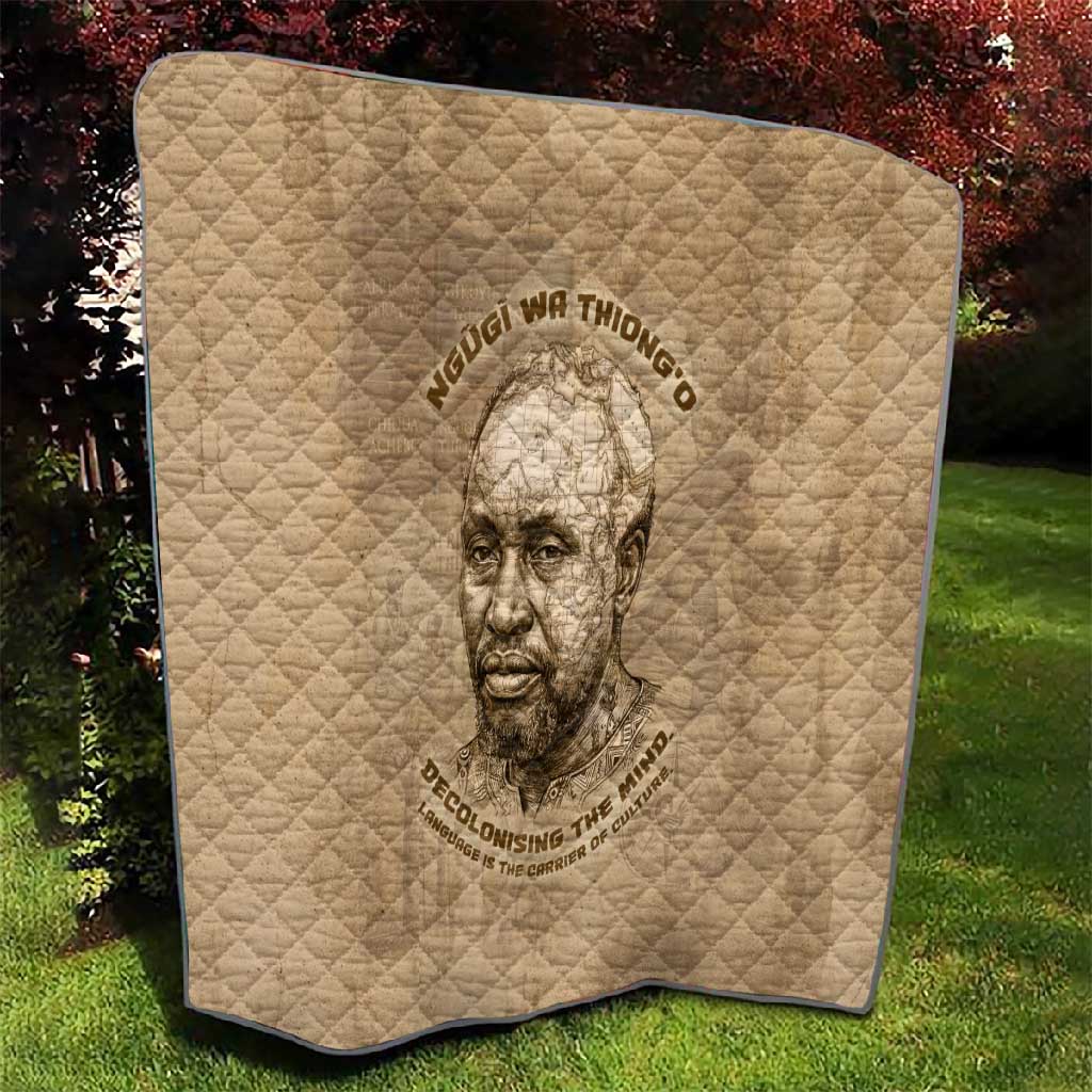Ngugi wa Thiong O Quilt Vintage Map Ancient African Library - Decolonising the Mind - Wonder Print Shop
