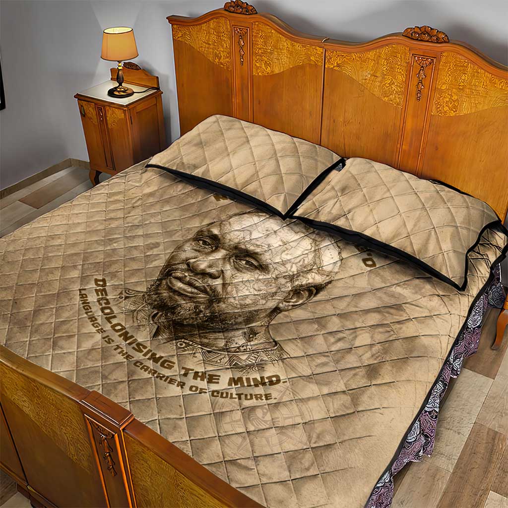 Ngugi wa Thiong O Quilt Bed Set Vintage Map Ancient African Library - Decolonising the Mind - Wonder Print Shop