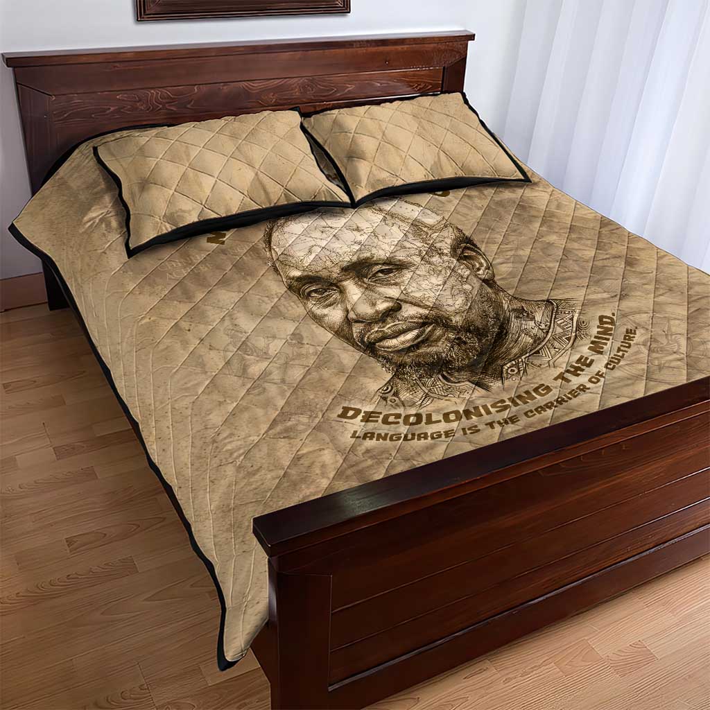 Ngugi wa Thiong O Quilt Bed Set Vintage Map Ancient African Library - Decolonising the Mind - Wonder Print Shop
