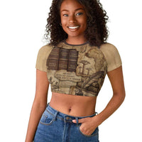 Ngugi wa Thiong O Raglan Cropped T shirt Vintage Map Ancient African Library - Decolonising the Mind - Wonder Print Shop