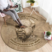 Ngugi wa Thiong O Round Carpet Vintage Map Ancient African Library - Decolonising the Mind - Wonder Print Shop