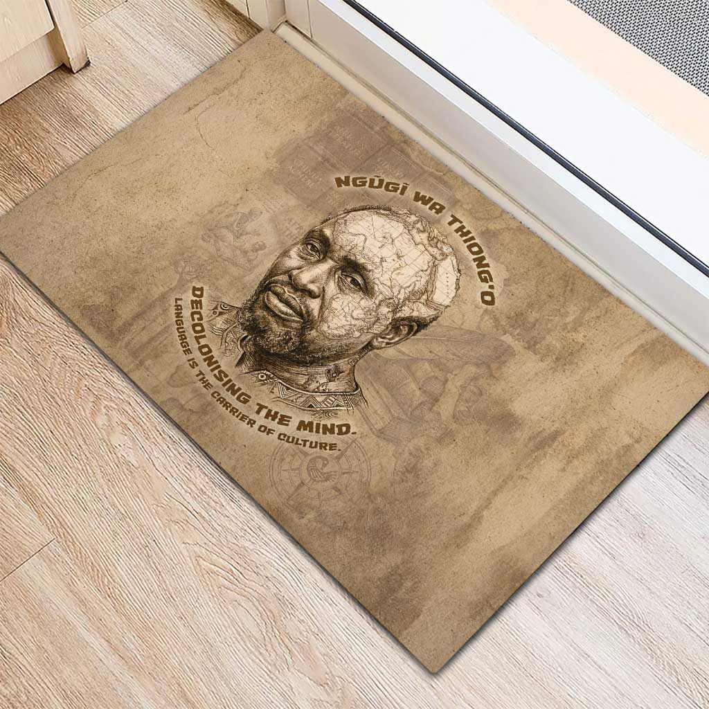 Ngugi wa Thiong O Rubber Doormat Vintage Map Ancient African Library - Decolonising the Mind - Wonder Print Shop