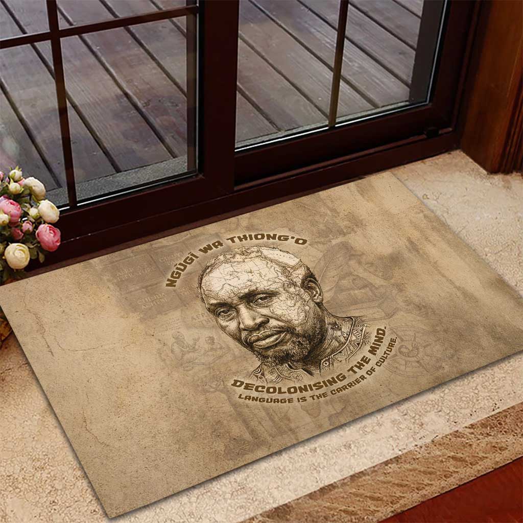 Ngugi wa Thiong O Rubber Doormat Vintage Map Ancient African Library - Decolonising the Mind - Wonder Print Shop